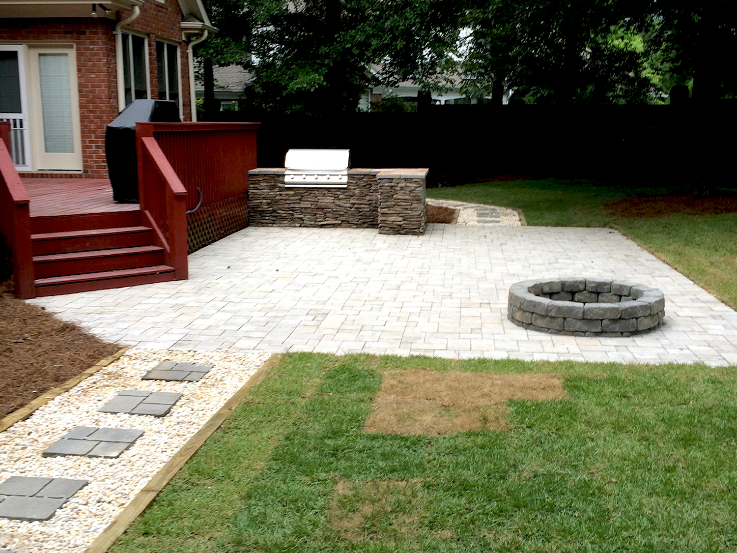 stonework fire pit