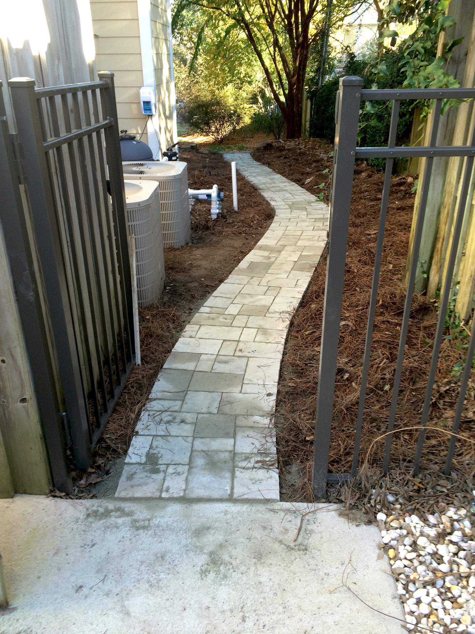 Thin Stone Pathway With Square Pattern
